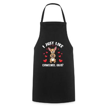 Chiweenie dog with cuddly toy - Cooking Apron - black - Front - AI Model Male 185 dark (185cm)