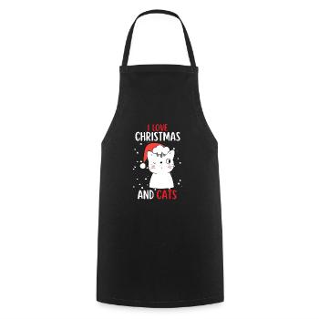 I Love Christmas and Cats Cat Christmas - Cooking Apron - black - Front - AI Model Male 185 dark (185cm)