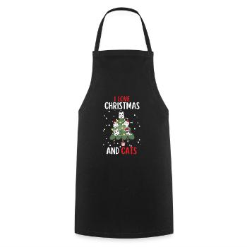 J’aime Noël et Chats Chat Noël - Tablier de cuisine - noir - Devant - AI Model Male 185 dark (185cm)