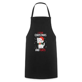 I Love Christmas and Cats Cat Christmas - Cooking Apron - black - Front - AI Model Male 185 dark (185cm)