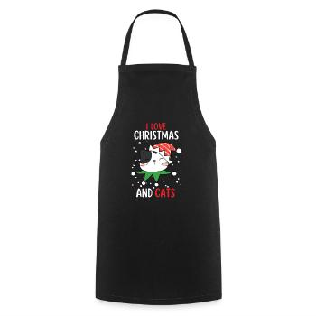 I Love Christmas and Cats Cat Christmas - Cooking Apron - black - Front - AI Model Male 185 dark (185cm)