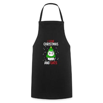 I Love Christmas and Cats Cat Christmas - Cooking Apron - black - Front - AI Model Male 185 dark (185cm)