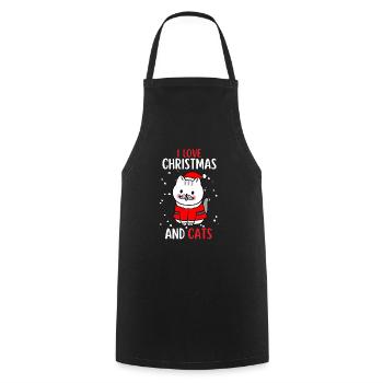 J’aime Noël et Chats Chat Noël - Tablier de cuisine - noir - Devant - AI Model Male 185 dark (185cm)
