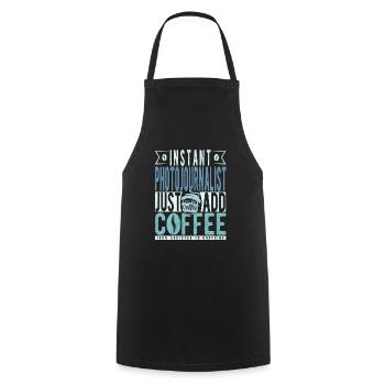 Photojournalist Kaffee Spruch - Cooking Apron - black - Front - AI Model Male 185 dark (185cm)