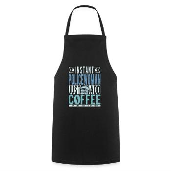 The policewoman coffee saying - Cooking Apron - black - Front - AI Model Male 185 dark (185cm)