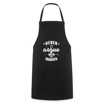 Signe du zodiaque Ne jamais se disputer avec un Taureau Taureau - Tablier de cuisine - noir - Devant - AI Model Male 185 dark (185cm)