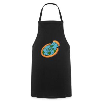 Flat Earth Society Flat Earther Pizza Lover - Tablier de cuisine - noir - Devant - AI Model Male 185 dark (185cm)
