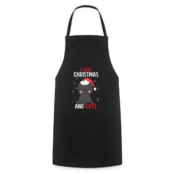 J’aime Noël et Chats Chat Noël - Tablier de cuisine - noir - Devant - AI Model Male 185 dark (185cm)