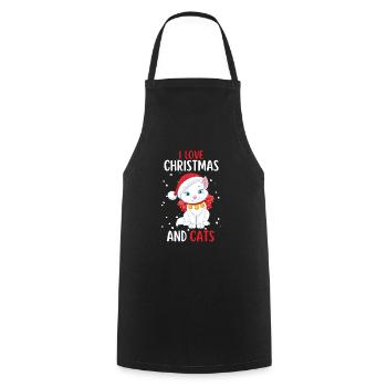 J’aime Noël et Chats Chat Noël - Tablier de cuisine - noir - Devant - AI Model Male 185 dark (185cm)