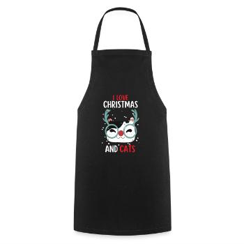 J’aime Noël et Chats Chat Noël - Tablier de cuisine - noir - Devant - AI Model Male 185 dark (185cm)