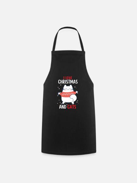J’aime Noël et Chats Chat Noël - Tablier de cuisine - noir