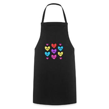 Valentine's Day Heart Candy Lovers Matching - Cooking Apron - black - Front - AI Model Male 185 dark (185cm)