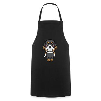 Bernedoodle Dog Laughing Emoticon Kawaii - Cooking Apron - black - Front - AI Model Male 185 dark (185cm)