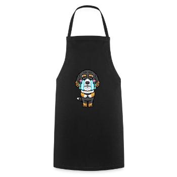 Bernedoodle Dog Laughing Emoticon Kawaii - Cooking Apron - black - Front - AI Model Male 185 dark (185cm)