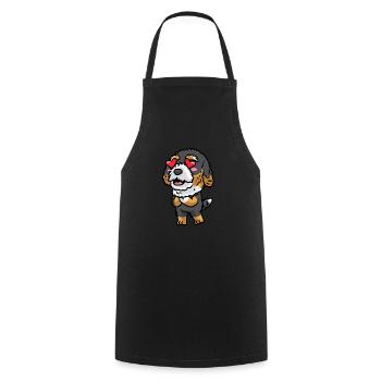 Bernedoodle Dog Laughing Emoticon Kawaii - Cooking Apron - black - Front - AI Model Male 185 dark (185cm)