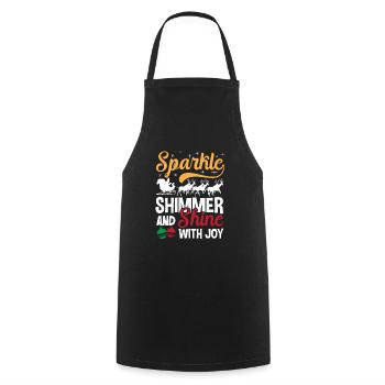 Sparkle Shimmer And Shine with Joy Christmas - Cooking Apron - black - Front - AI Model Male 185 dark (185cm)