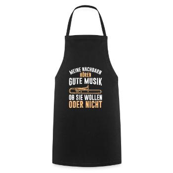 Nachbarn hören Musik ob wollen oder nicht Posaune - Kochschürze - Schwarz - Vorne - AI Model Male 185 dark (185cm)