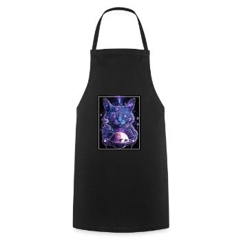 Cat Space Astronaut Space Neon Rockets - Tablier de cuisine - noir - Devant - AI Model Male 185 dark (185cm)