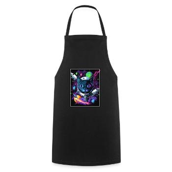 Cat Space Astronaut Space Neon Rockets - Tablier de cuisine - noir - Devant - AI Model Male 185 dark (185cm)