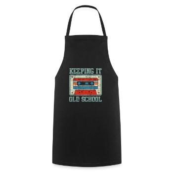 Keeping it old school cassette player cassettes - Cooking Apron - black - Front - AI Model Male 185 dark (185cm)