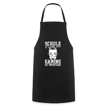 Gaming Katze - Computerspiele Videospiele Schule - Kochschürze - Schwarz - Vorne - AI Model Male 185 dark (185cm)