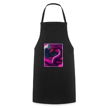 Drachen Japan Kirschblüte Berge Neon Retro Fabel - Kochschürze - Schwarz - Vorne - AI Model Male 185 dark (185cm)