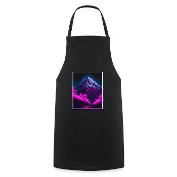 Geometrisch Japan Kirschblüte Berge Neon Fabel - Kochschürze - Schwarz - Vorne - AI Model Male 185 dark (185cm)