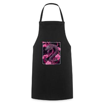 Drachen Japan Kirschblüte Berge Neon Retro Fabel - Kochschürze - Schwarz - Vorne - AI Model Male 185 dark (185cm)