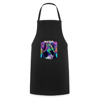 Skater Girl is a cool girl who is on the - Cooking Apron - black - Front - AI Model Male 185 dark (185cm)