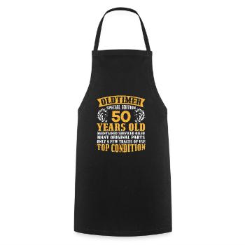 Oldtimer 50 ans 50e anniversaire hommes hommes - Tablier de cuisine - noir - Devant - AI Model Male 185 dark (185cm)