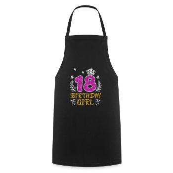 18 years girl 18th birthday - Cooking Apron - black - Front - AI Model Male 185 dark (185cm)