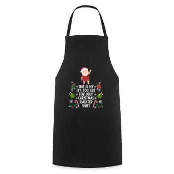 Chemise pull de Noël trop chaude pour moche - Tablier de cuisine - noir - Devant - AI Model Male 185 dark (185cm)