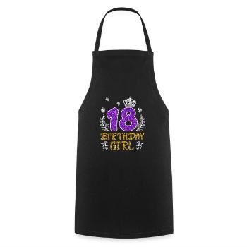 18 years girl 18th birthday - Cooking Apron - black - Front - AI Model Male 185 dark (185cm)