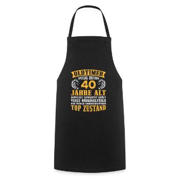 Oldtimer 40 Jahre alt 40. Geburtstag Herren - Kochschürze - Schwarz - Vorne - AI Model Male 185 dark (185cm)
