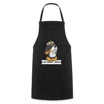Bernedoodle dog with crown - Cooking Apron - black - Front - AI Model Male 185 dark (185cm)