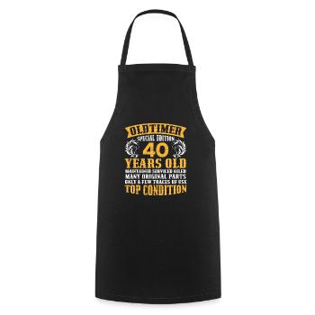 Oldtimer 40 Jahre alt 40. Geburtstag Herren - Kochschürze - Schwarz - Vorne - AI Model Male 185 dark (185cm)