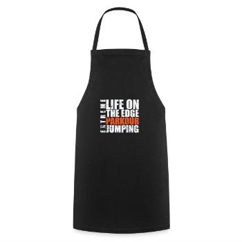 Life on the Edge Parkour Jumping Extreme - Cooking Apron - black - Front - AI Model Male 185 dark (185cm)