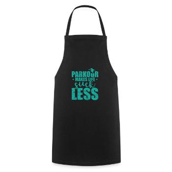 Le parkour rend la vie moins nue L’entraînement sportif - Tablier de cuisine - noir - Devant - AI Model Male 185 dark (185cm)