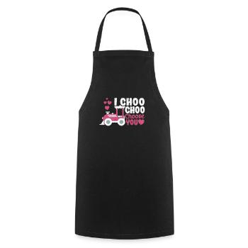 I Choo Choo Choose You Valentine's Day Train Lover - Cooking Apron - black - Front - AI Model Male 185 dark (185cm)