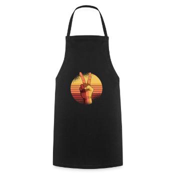 Peace Sign Vintage Peace Lover Positivity Retro - Cooking Apron - black - Front - AI Model Male 185 dark (185cm)