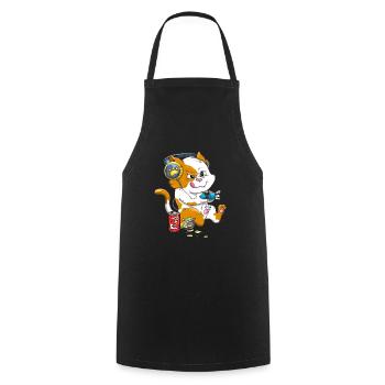 Funny Gaming Cat Lover Kawaii Kids Boys Girls - Cooking Apron - black - Front - AI Model Male 185 dark (185cm)