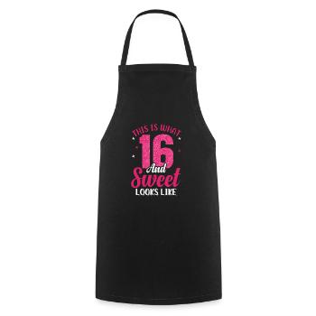 16e anniversaire pour les filles Fille Seize ans - Tablier de cuisine - noir - Devant - AI Model Male 185 dark (185cm)