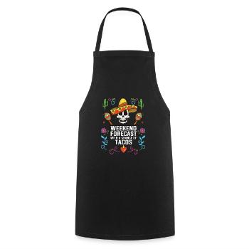 Prévisions du week-end avec possibilité de tacos mexicains - Tablier de cuisine - noir - Devant - AI Model Male 185 dark (185cm)