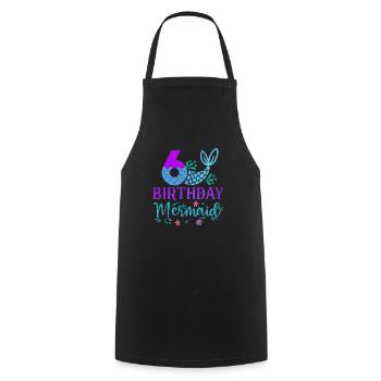 6ème anniversaire Sirène - Tablier de cuisine - noir - Devant - AI Model Male 185 dark (185cm)