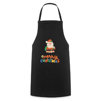 Joyeux Noël Drôle de Chemise de Noël - Tablier de cuisine - noir - Devant - AI Model Male 185 dark (185cm)