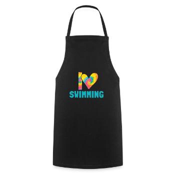 Natation scintillante J’adore nager - Tablier de cuisine - noir - Devant - AI Model Male 185 dark (185cm)