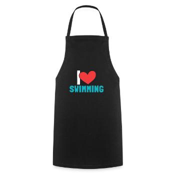 Natation scintillante J’adore nager - Tablier de cuisine - noir - Devant - AI Model Male 185 dark (185cm)