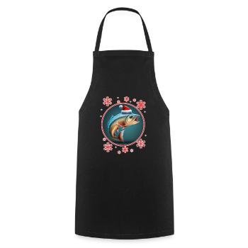 Pêche Pêcheur Pêcheuse Noël Pêcheur Poisson - Tablier de cuisine - noir - Devant - AI Model Male 185 dark (185cm)