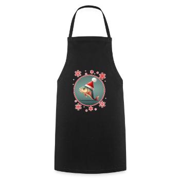 Pêche Pêcheur Pêcheuse Noël Pêcheur Poisson - Tablier de cuisine - noir - Devant - AI Model Male 185 dark (185cm)