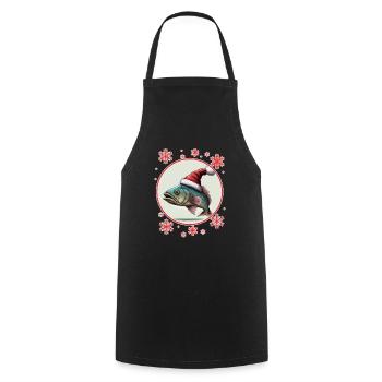 Pêche Pêcheur Pêcheuse Noël Pêcheur Poisson - Tablier de cuisine - noir - Devant - AI Model Male 185 dark (185cm)